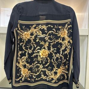 L'AGENCE Black and Gold Baroque Blazer
